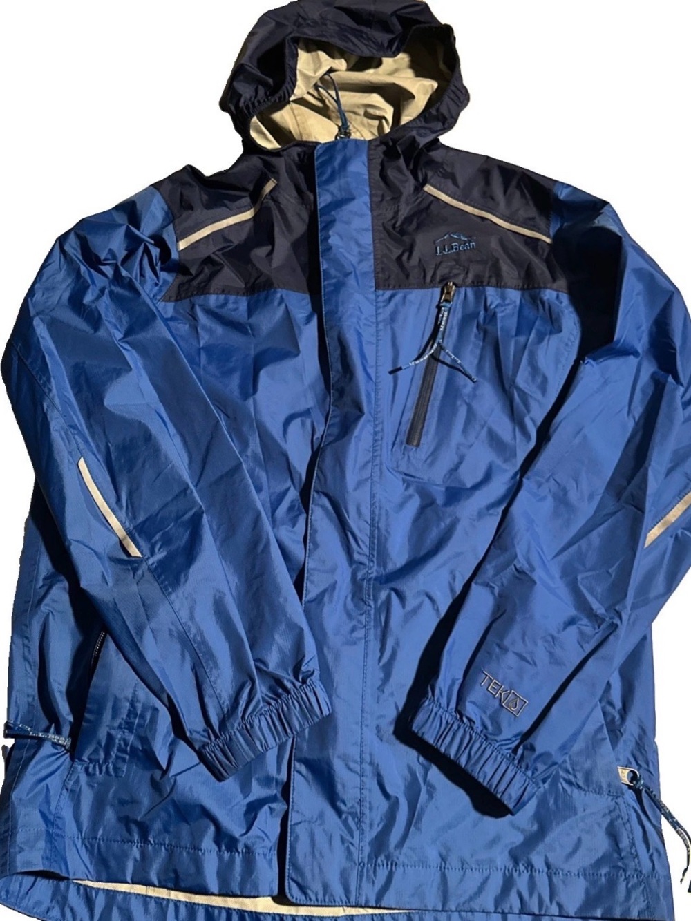 L.L.Bean Boy’s Hooded Full Zip Windbreaker Jacket Blue/Black Size M 10-12